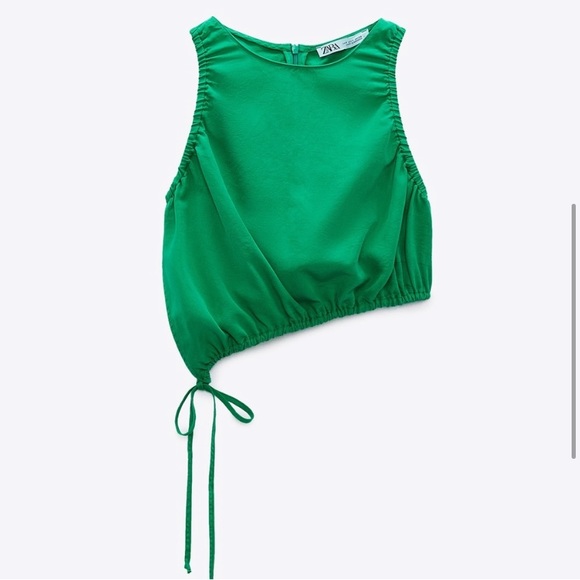 🌿 ZARA GREEN ASYMMETRICAL CROP TOP! - Picture 12 of 14